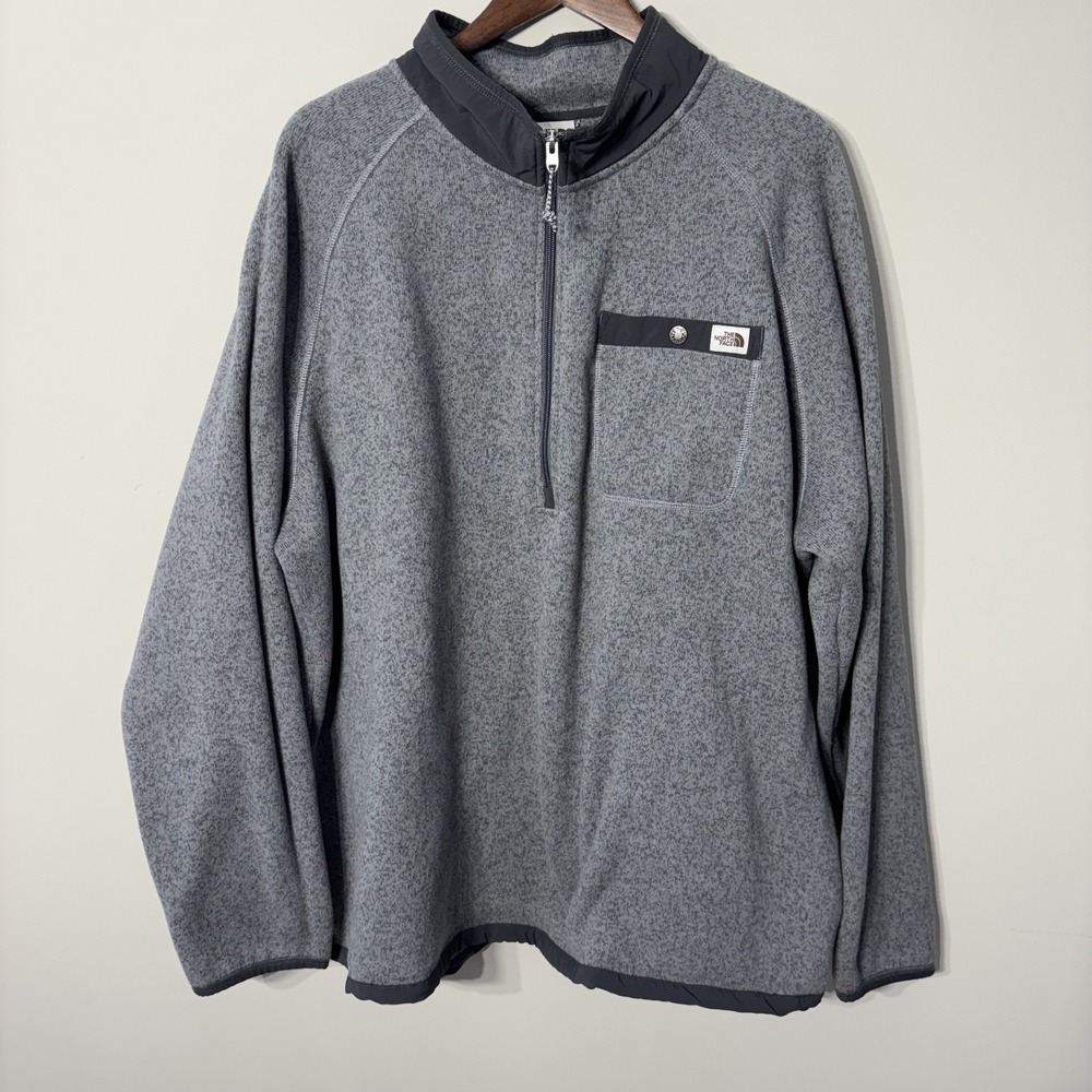 The North Face Gordon Lyons 1/4 Zip Pullover Fleece Sweater Men XXXL Gray Pocket